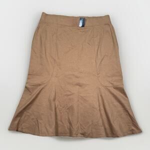 NWT Lands End A-Line Midi Skirt Ponte Knit Stretch Beige Women's Size XL 18